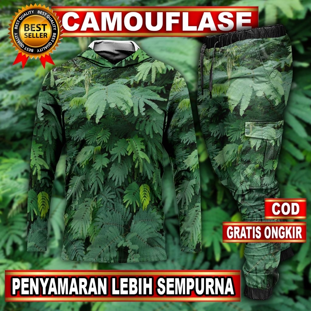 SETELAN BAJU BERBURU | PAKAIAN BERBURU | BAJU CAMO LENGAN PANJANG | CELANA PANJANG CAMO | BAJU CAMO 