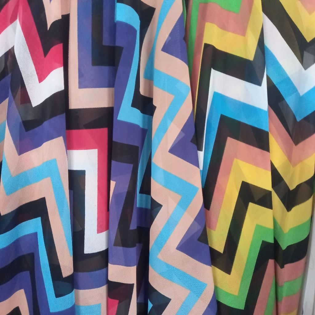 1/2 meter Kain Sifon (2 Warna) | Bahan Sifon | Kain Meteran | Sifon Motif | Bahan Import