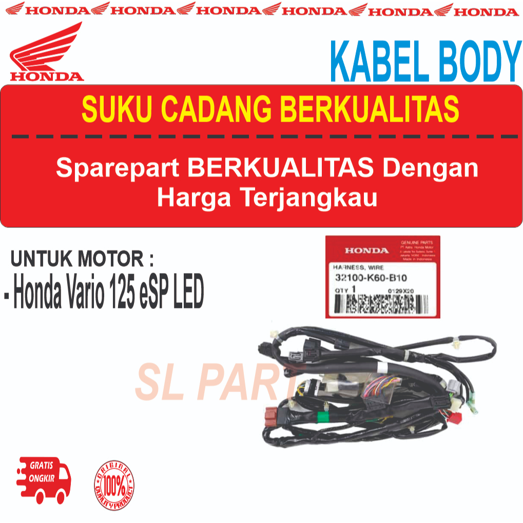 Kabel Body Vario 125 eSP LED K60 Lampu Depan LED Wire Harness Utama 32100-K60-B10 Honda Parts