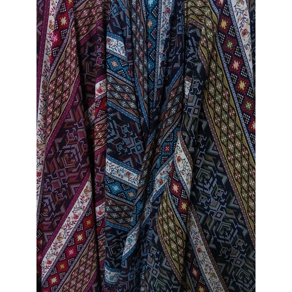 1/2 meter Kain Wolfis (3 Warna) | Bahan Wolfis | Kain Meteran | Wolfis Motif | Bahan Import