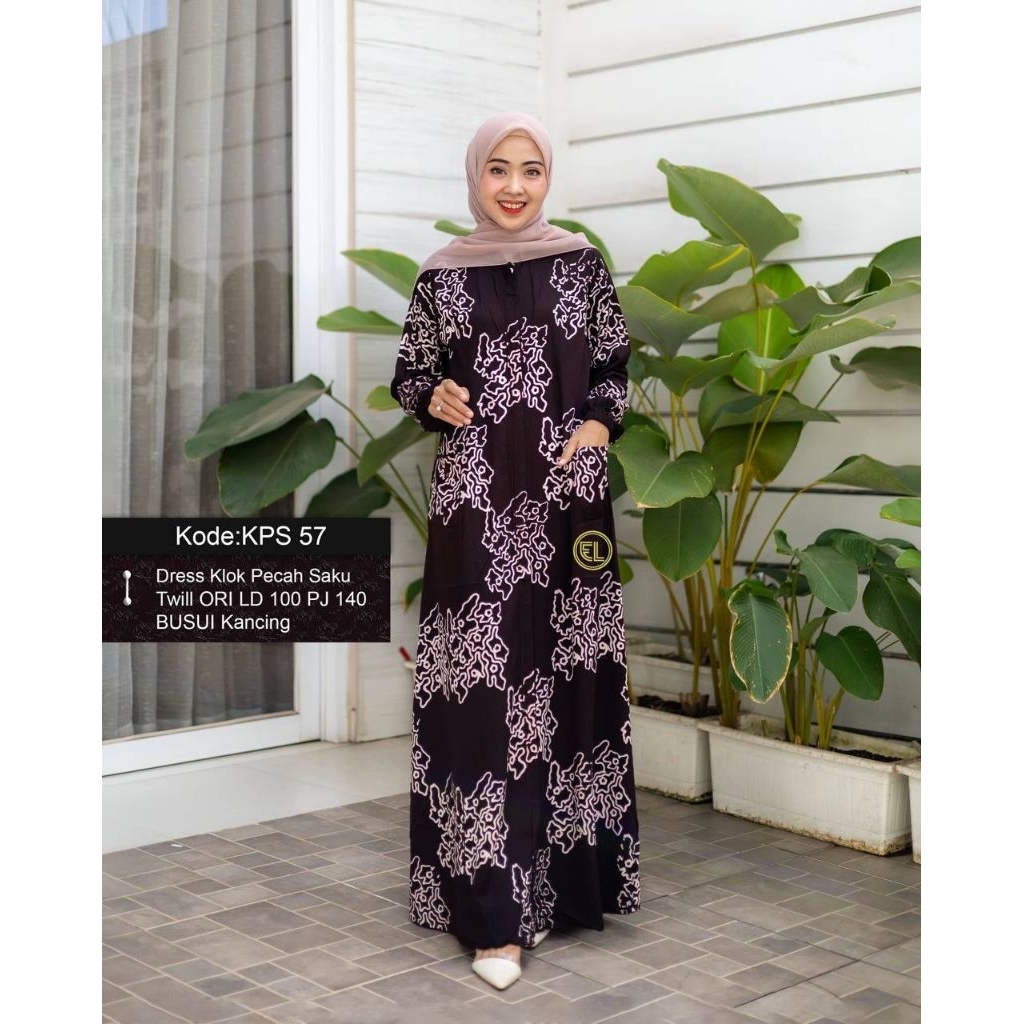 Gamis batik Twill elzhaf LD 100 (size M)