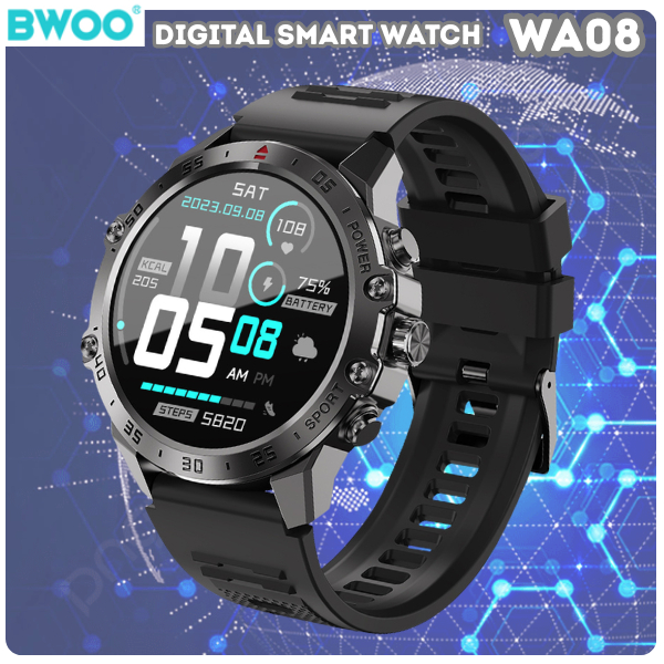 BWOO Smart Watch - WA08 Smart Watch - IP67 Waterproof w/ Health monitoring
