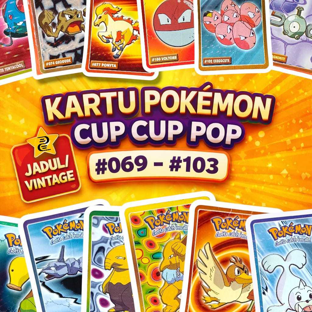 [PART 2] Kartu Stiker Pokemon Cup Cup Pop Gen 1 069-103 - Tazos, Pokemon Card, Kolektor Mainan Jadul