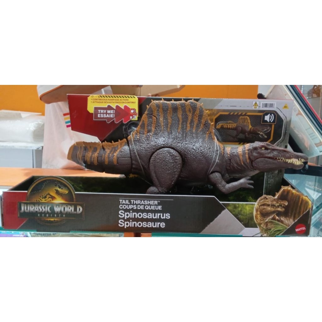 spinosaurus jurassic world rebirth tail thrasher
