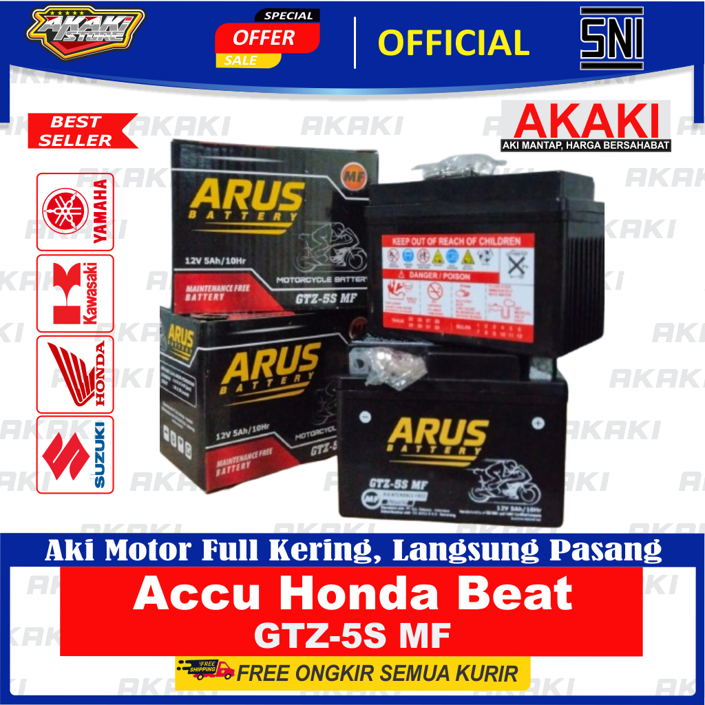 Aki Motor Accu Beat Karbu 2008 2009 2010 2012 GTZ5S Original 12V 5Ah