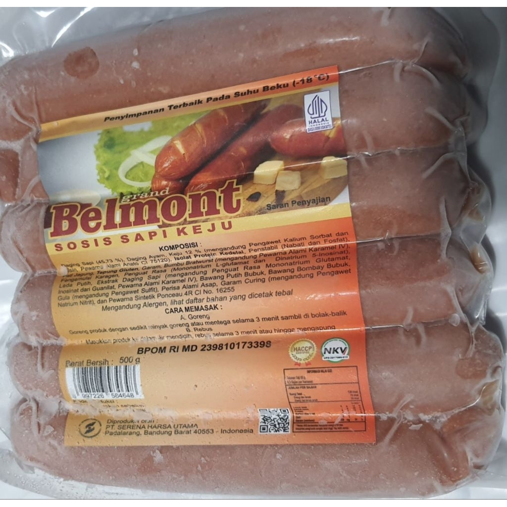 Belmont sosis sapi keju 500gr frozen