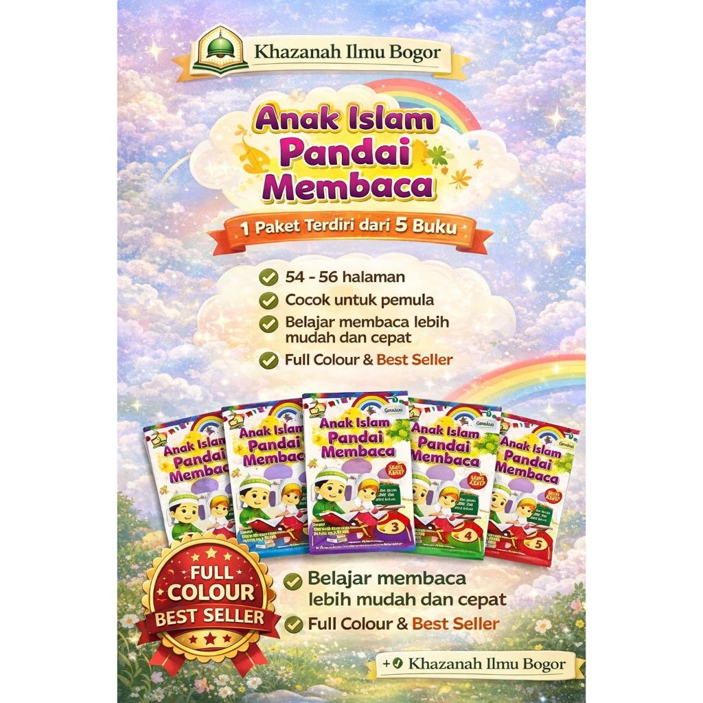 (COD) BUKU BACAAN ANAK ISLAM PINTAR MEMBACA JILID 1-5