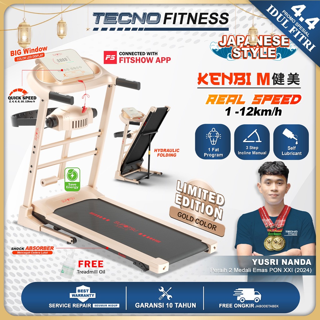SUPOTSU Kenbi Treadmill Listrik Treadmill Portable Treadmill Multifungsi Treadmil Lipat Treadmill El