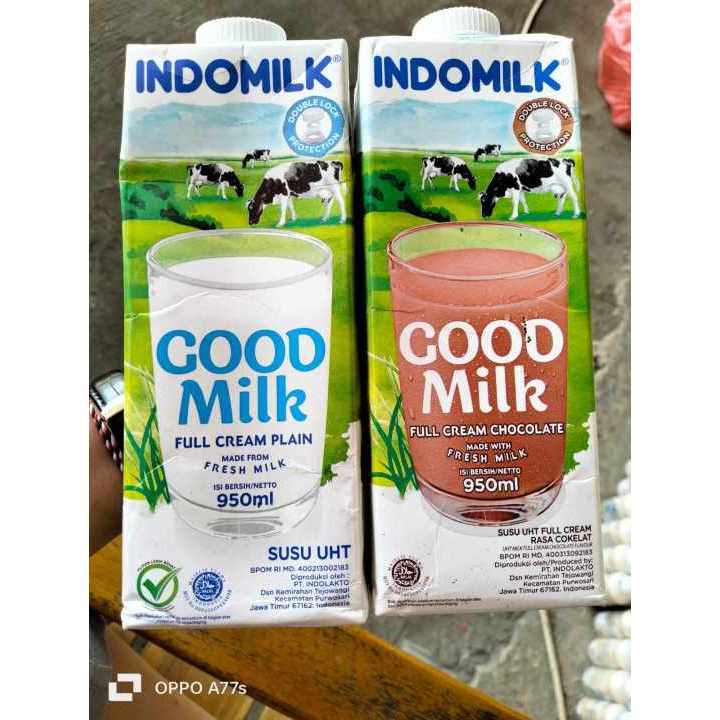 SUSU UHT FRESHMILK MERK INDOMILK PUTIH & COKELAT -- 950 ML