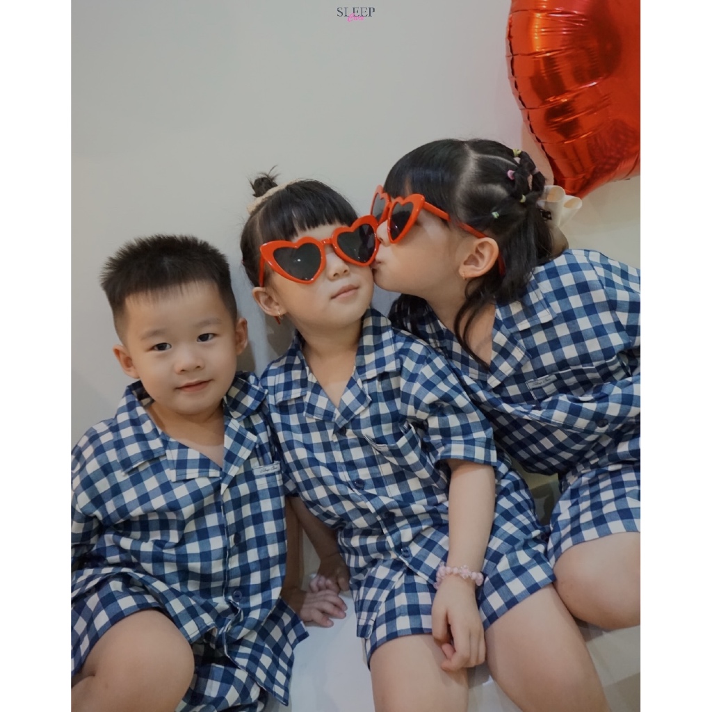 SLEEP CARE IRIS Set Kids Short Pants Square Pattern