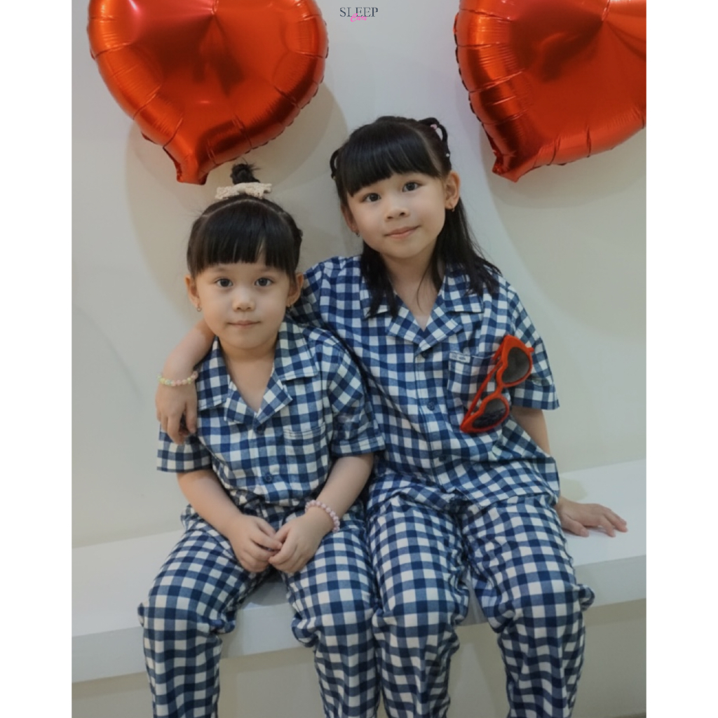 SLEEP CARE IRIS Set Kids Long Pants Square Pattern
