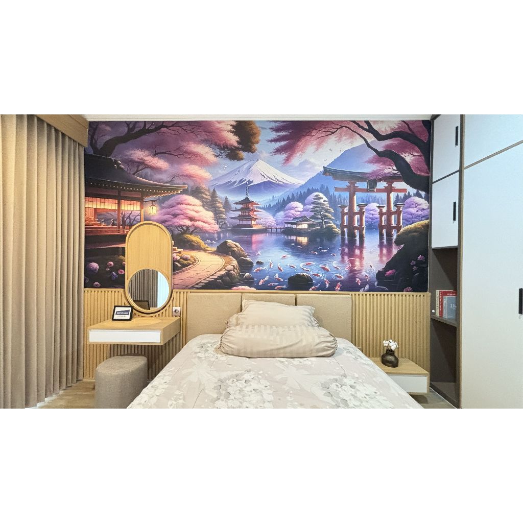 Backdrop Dinding Kamar Tidur Panel Kayu Custom Headboard Kasur HPL