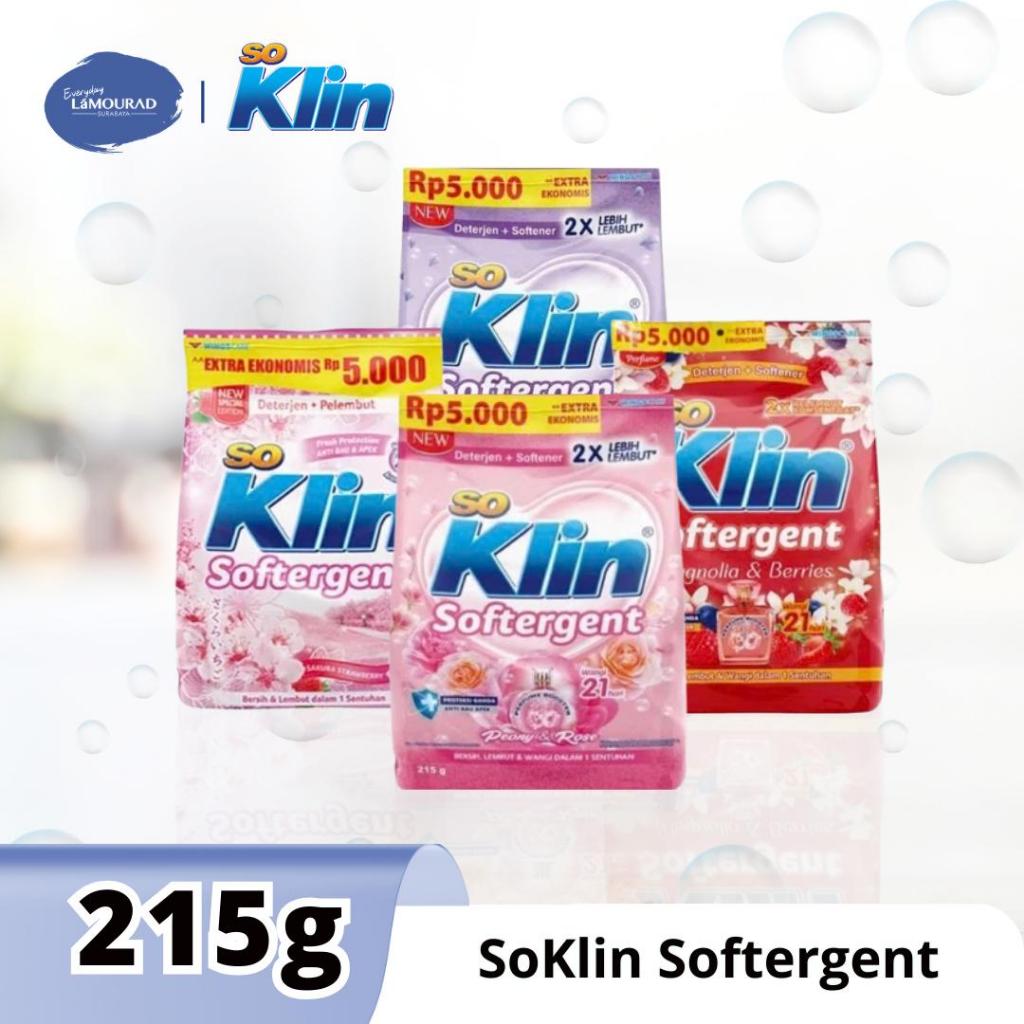 SoKlin Softergent Detergent / SoKlin Detergent Bubuk 5000 / Sabun Cuci Baju Wangi Bersih - 215g