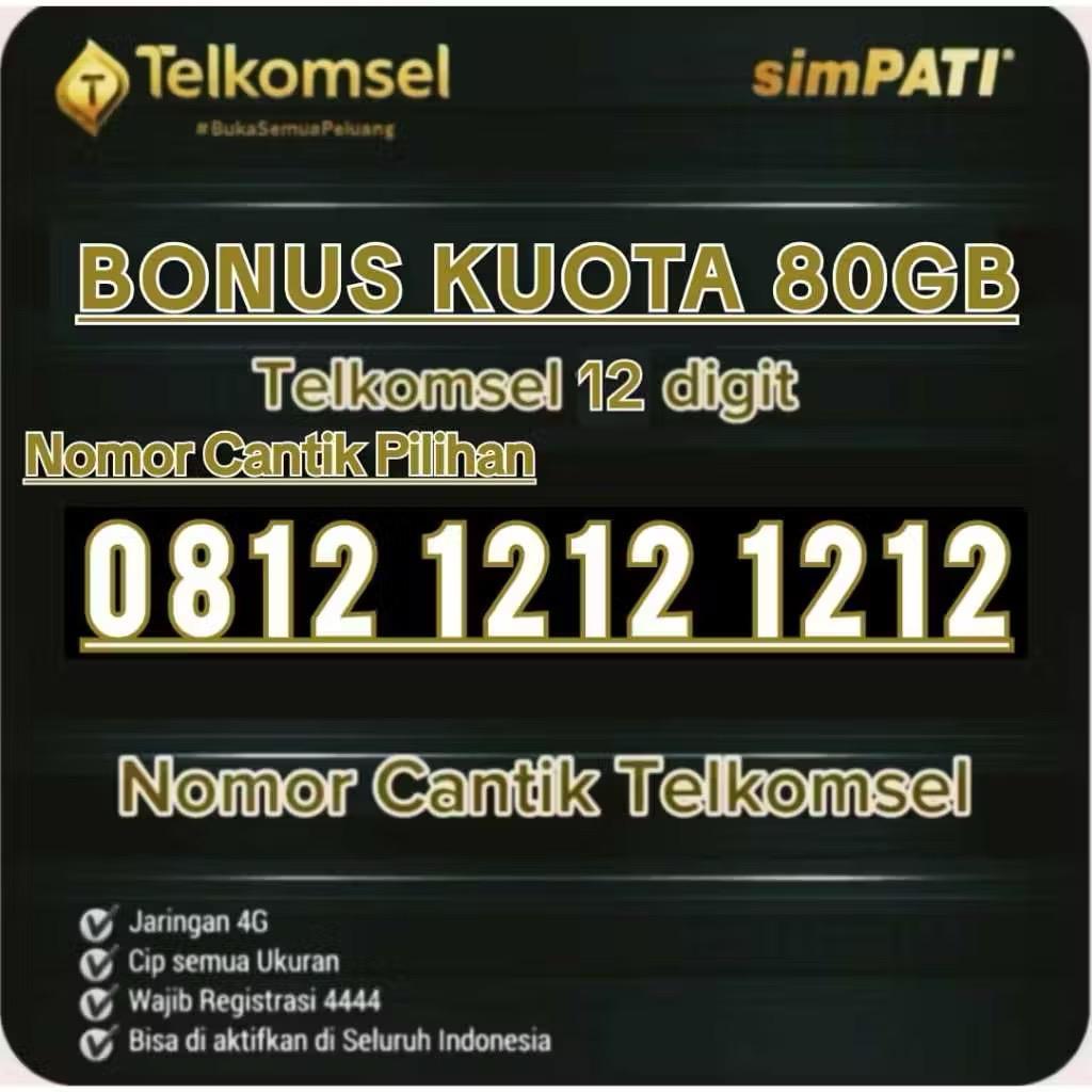 NOMOR CANTIK TELKOMSEL SIMPATI -12 DIGIT KUOTA UTAMA 150 GB