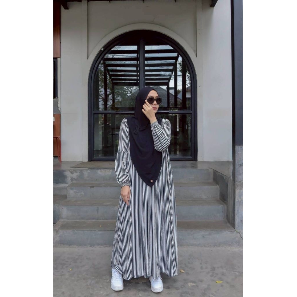 GAMIS STRIPE BY ZAFEETRI | FREE GIFT | GAMIS UMROH