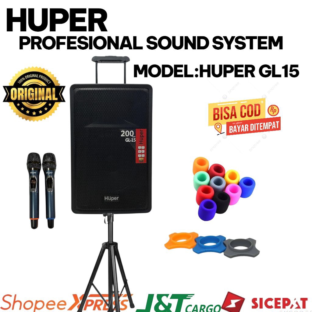 HUPER Speaker Portable Meeting GL-15 200 watt Speaker Portable 15 Inch