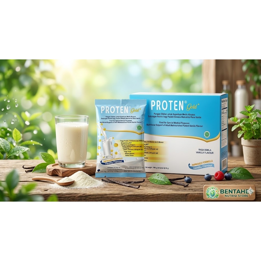 PROTEN GOLD VANILLA/COKELAT 1 BOX ISI 20 SACHET