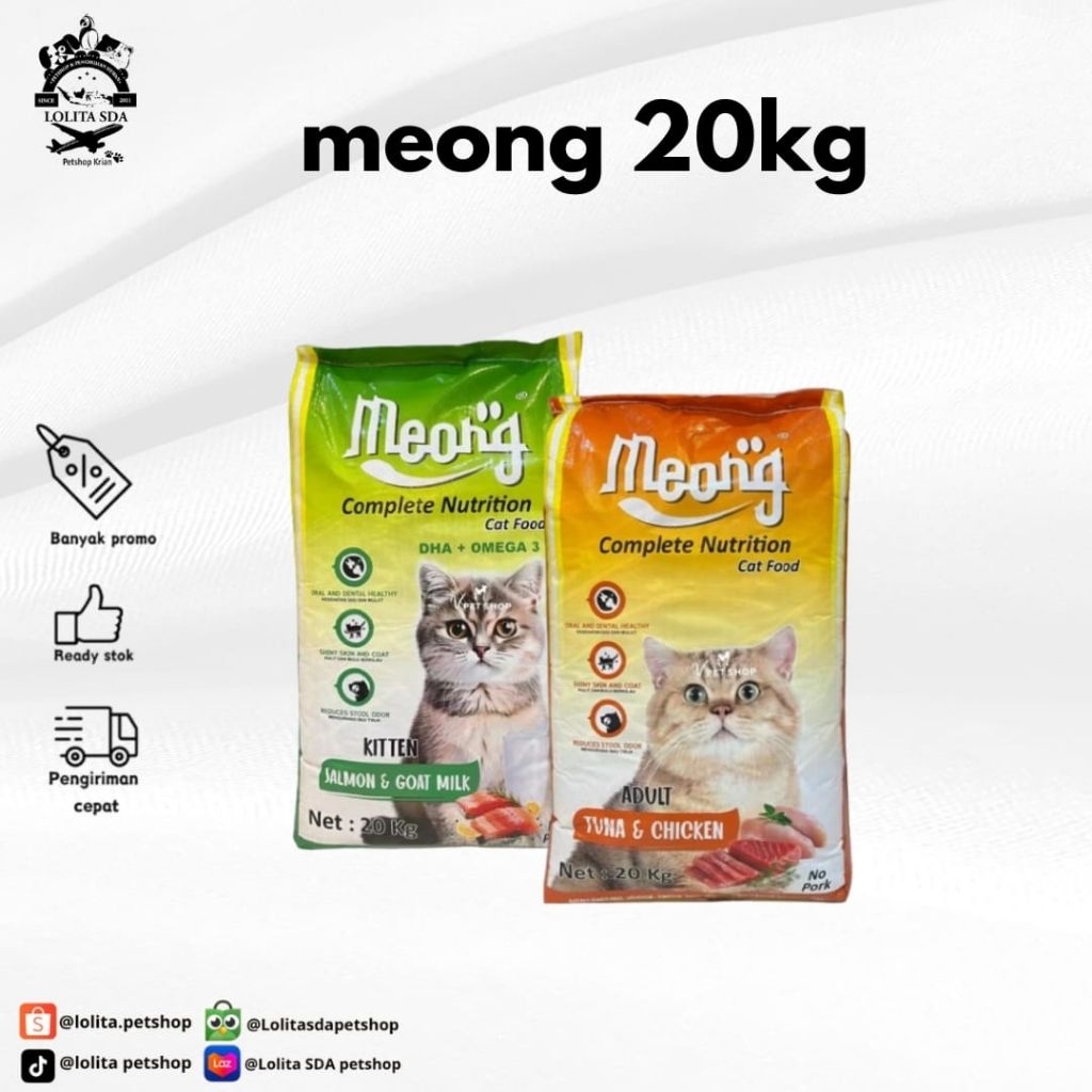 meong kemasan 1 sak 20kg ready meong makanan kucing adult kitten