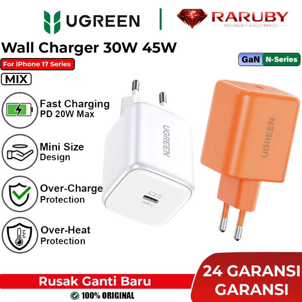 UGREEN GaN N Kepala Charger For iPhone 17 Pro 17 Pro Max Samsung S26 S26+ Fast Charging 30W 40W 45W