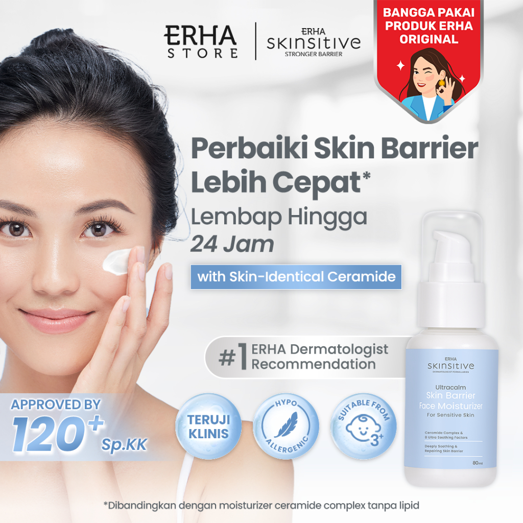 ERHA Skinsitive Ultracalm Skin Barrier Moisturizer 80ml | Pelembap Wajah Semua Jenis Kulit (Normal, 