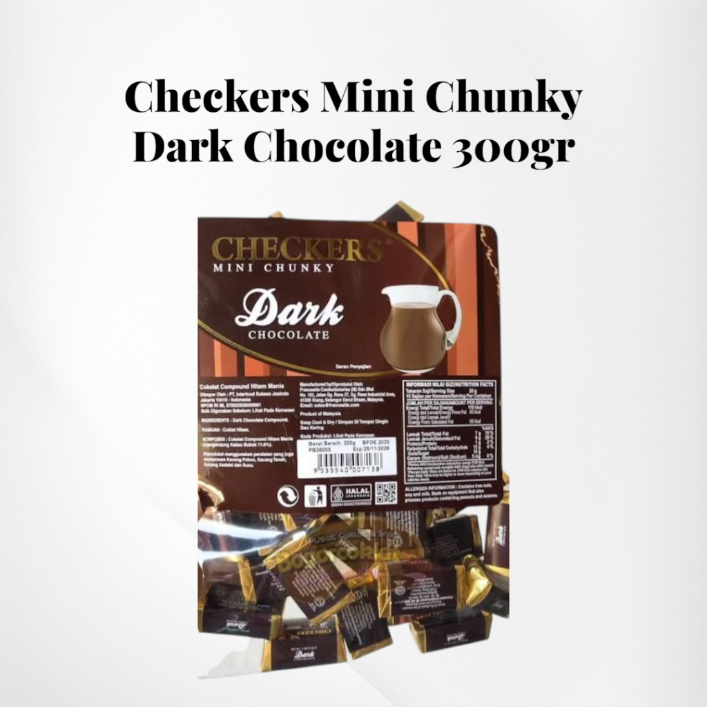 Checkers Mini Chunky Dark Chocolate 300gr / Coklat Mini / Coklat Dark / Checkers Coklat / Dark Choco