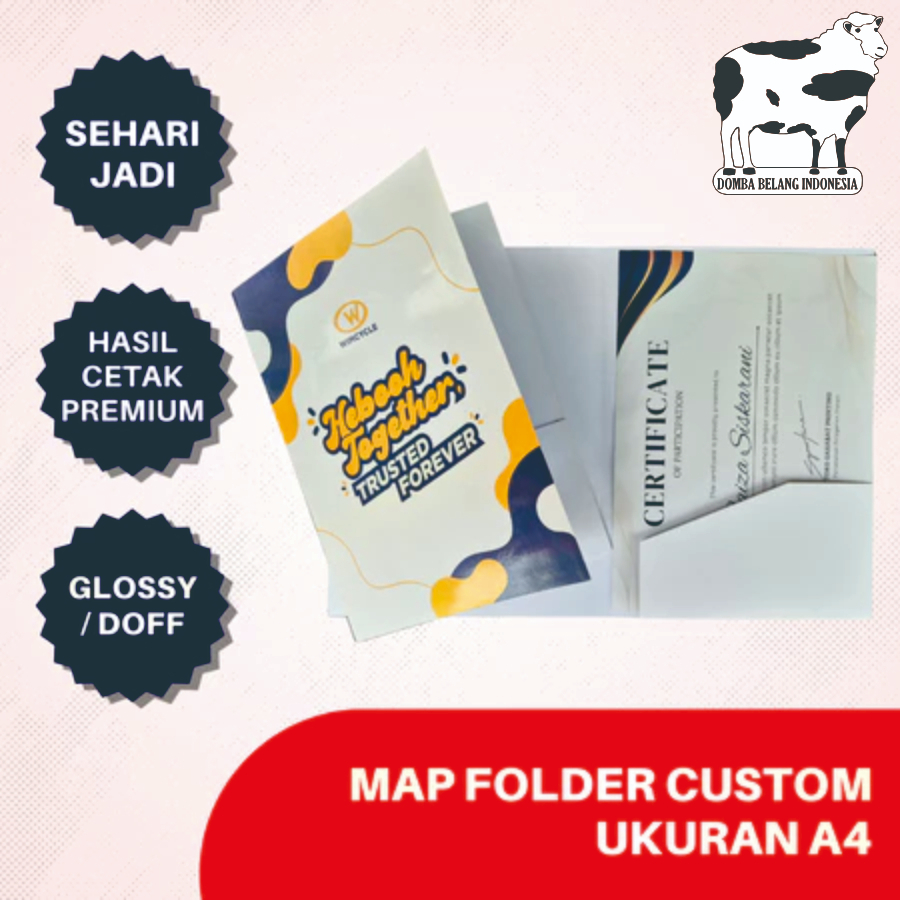 Cetak Map Folder Perusahaan Custom A4 Kertas Art Carton | File Dokumen Kantor / Bisnis / Wisuda