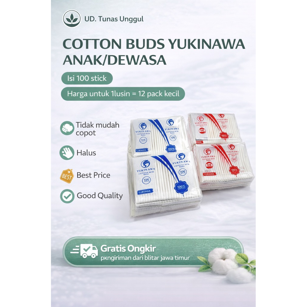 12PACK COTTON BUD YUKINAWA / COTTON BUD ANAK DAN DEWASA