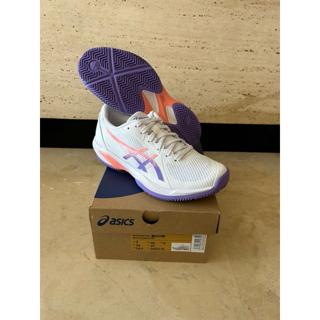 Sepatu Padel Asics Solution Swift 2 Padel White Amethyst/Padel Shoe Women Asics Original Wanita Asic