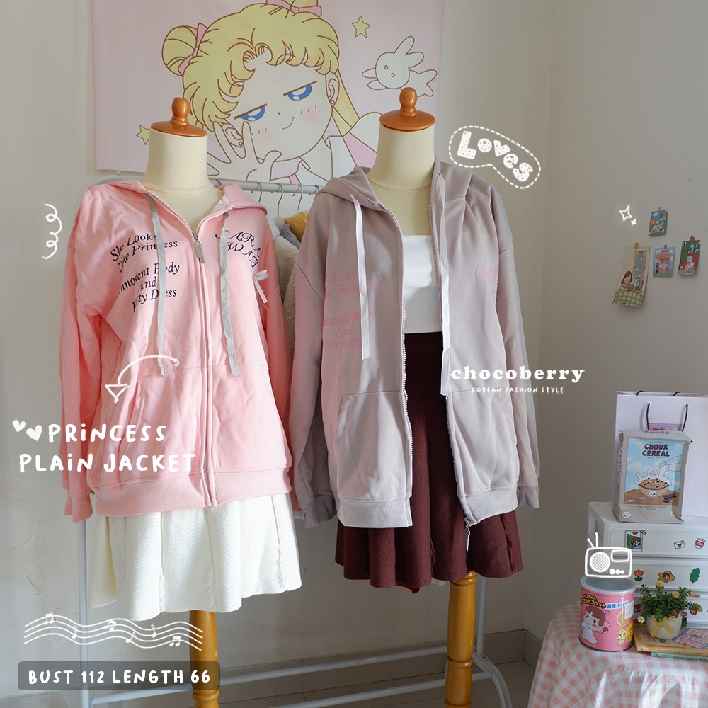 CHOCOBERRY - PRINCESS PLAIN JACKET / jaket wanita dengan hoodie import