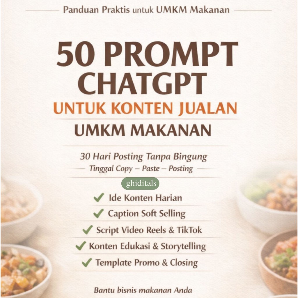 50 Prompt ChatGPT untuk Konten Jualan UMKM Makanan + Bonus Premium di dalamnya