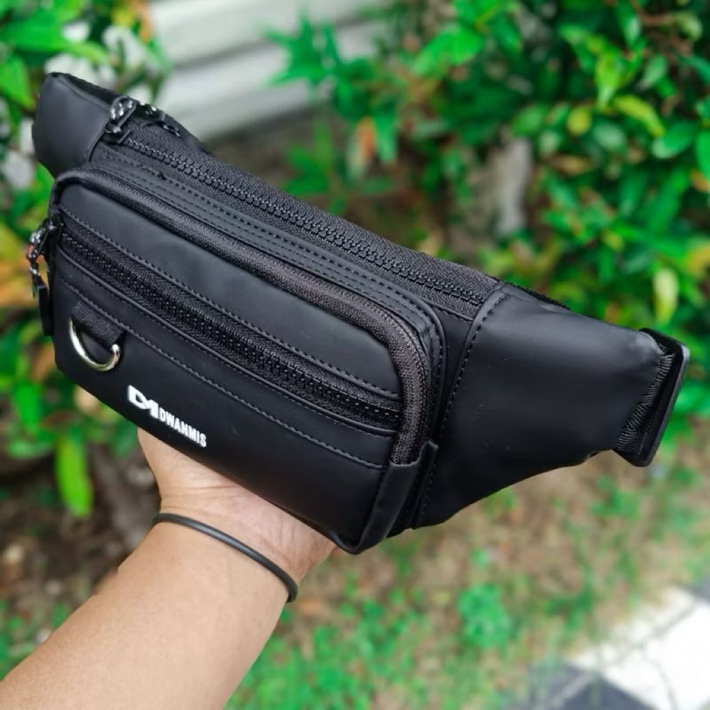 Waistbag Pria Waterproof Premium I| Slingbag Original DM || Tas Selempang Pria 3 Kantong Minimalis