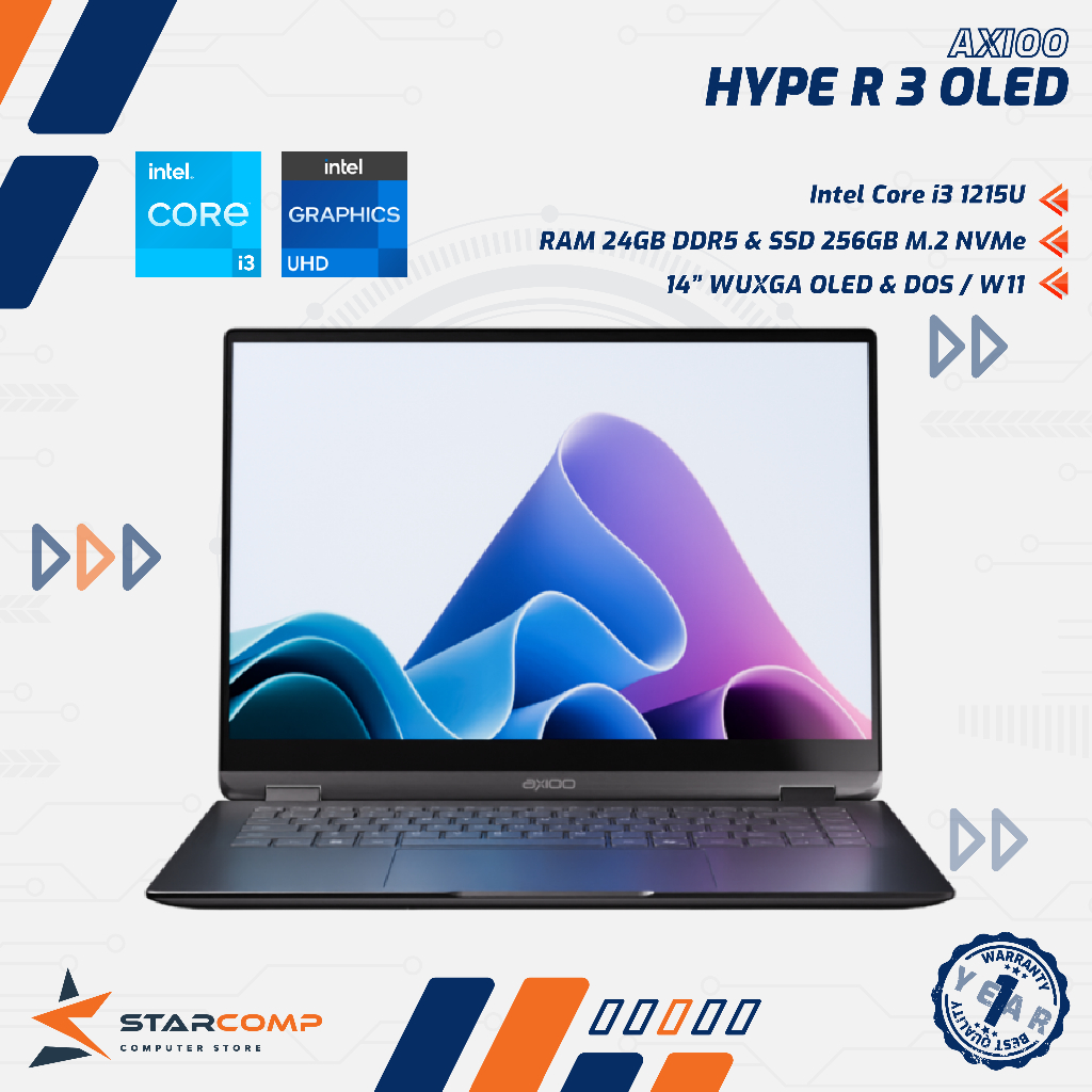 Axioo Hype R 3 OLED Intel Core i3 1215U 24GB 256GB 14" WUXGA OLED