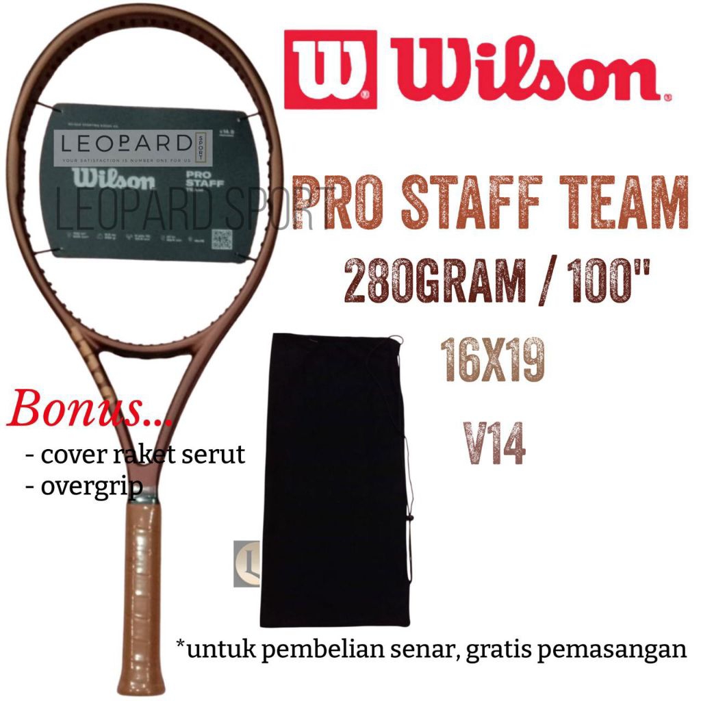 Raket tenis Wilson Pro Staff team V.14 edisi 2023, berat 280 100” 16x19