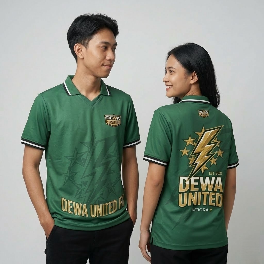 Jersey Polo Suporter Dewa United Casual Kaos Bola Fans Dewasa Hijau