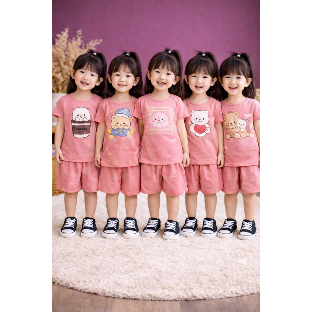 D112 Setelan Combed Anak Perempuan Murah