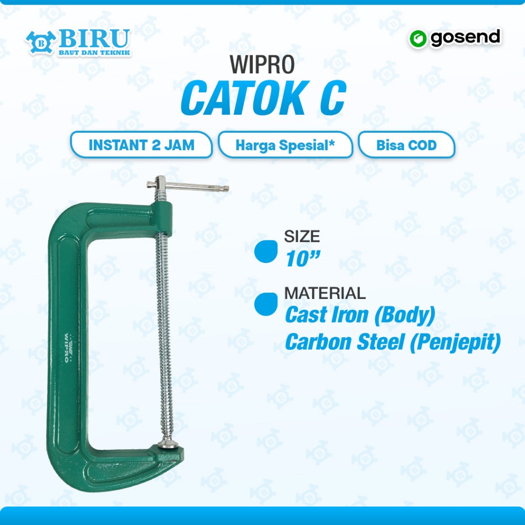 WIPRO Catok Klem C / C-Clamp ukuran 10 Inch - Catok Besi untuk Las, Kayu & Logam