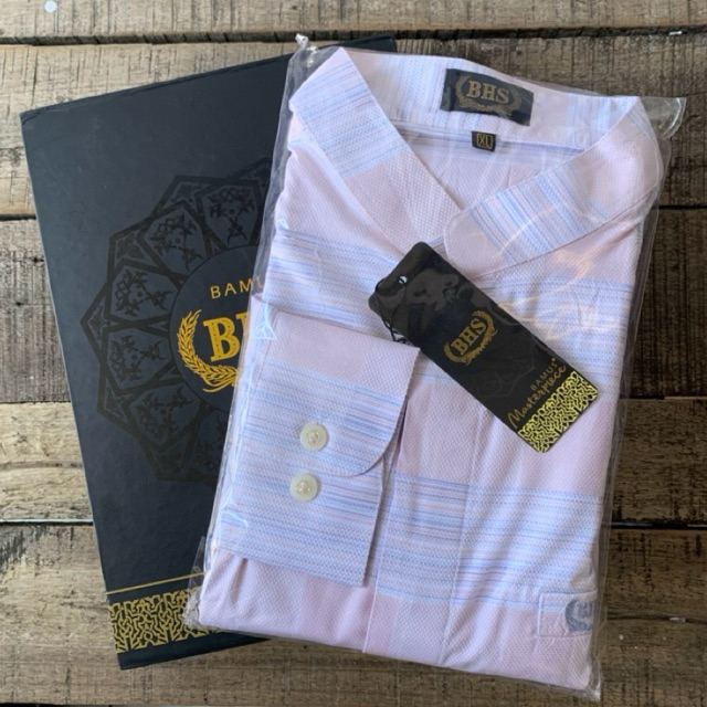Baju Koko BHS Masterpiece KOM 01 Putih Pink Size XL