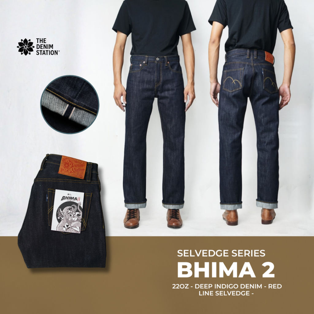 The Denim Station - BHIMA 22oz Deep Indigo with Red Line Heavyweight Selvedge Denim (Ready Stock)