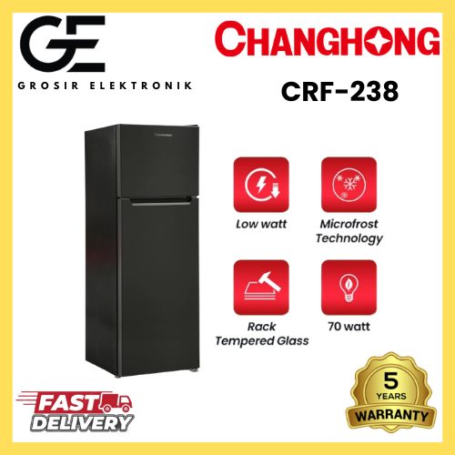 CHANGHONG Kulkas 2 Pintu CRF-238 Semi Low Frost 180 Liter Engsel Pintu Fleksibel Garansi Resmi / CRF