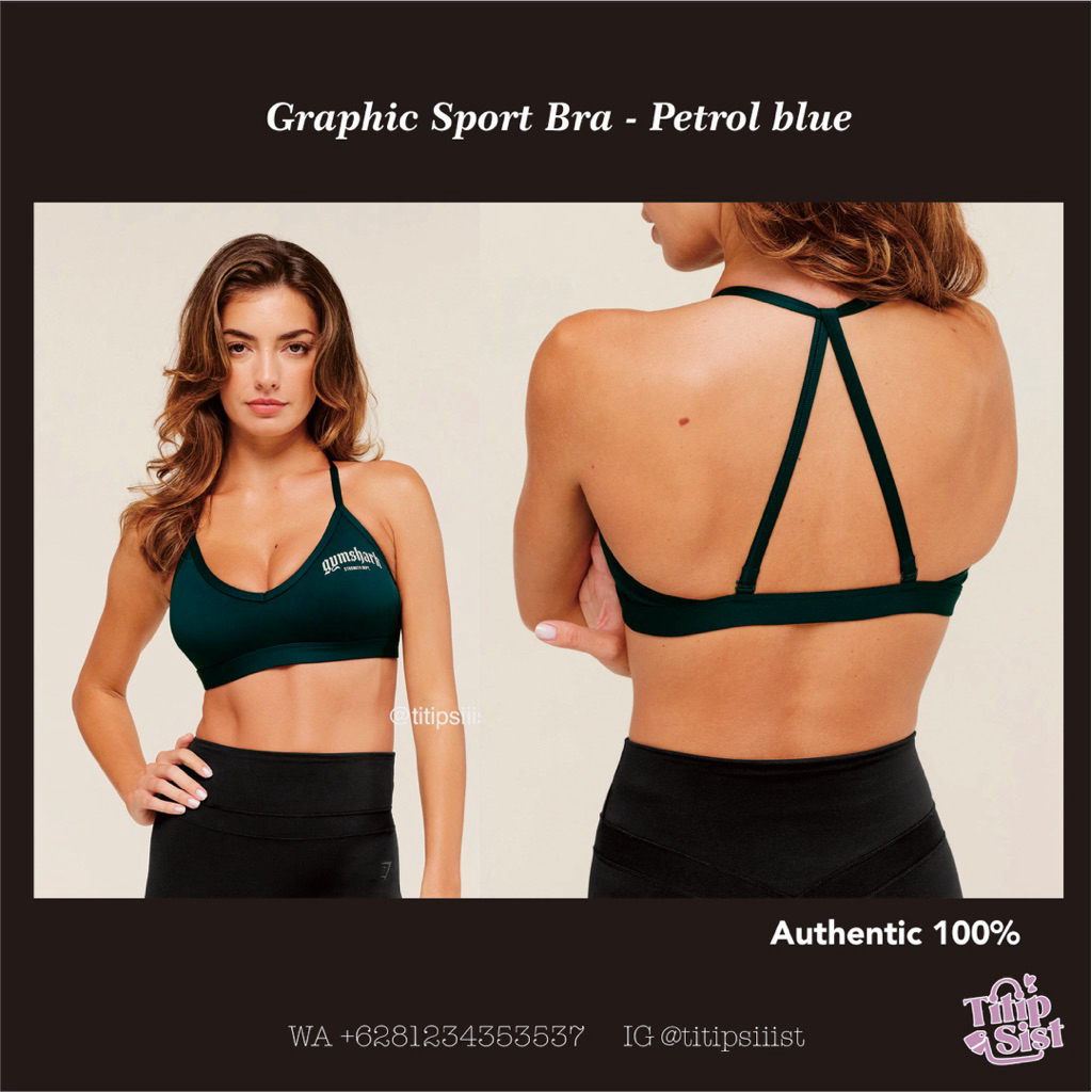 GYMSHARK Graphic Sport Bra - Petrol Blue