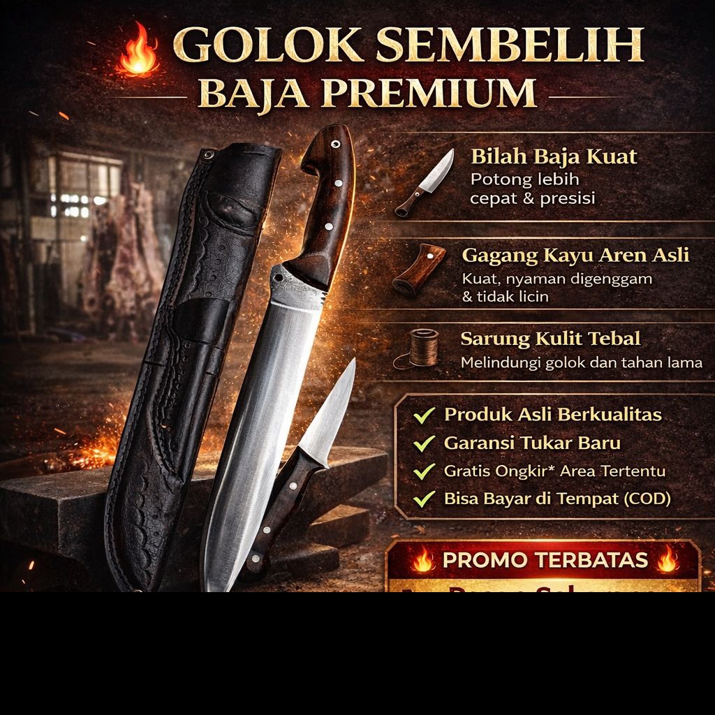 Golok Sembelih Premium + Pisau Sisit | Siap Kurban & Potong Daging