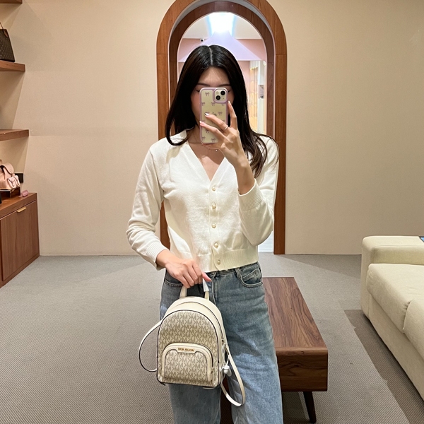 Tas MK JAYCEE MONOGRAM WHITE BEBEBOO BACKPACK 100% ORIGINAL