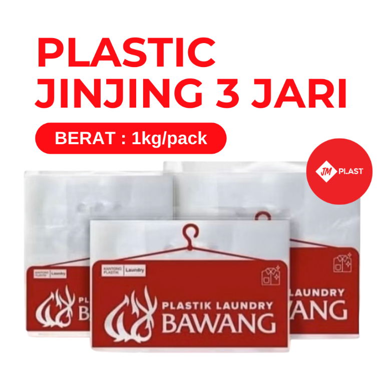 (UK 40/50/60) TAS PLASTIK JINJING MERK BAWANG LOBANG 3 JARI LAUNDRY BAJU SELIMUT ISI 1KG UKURAN 50