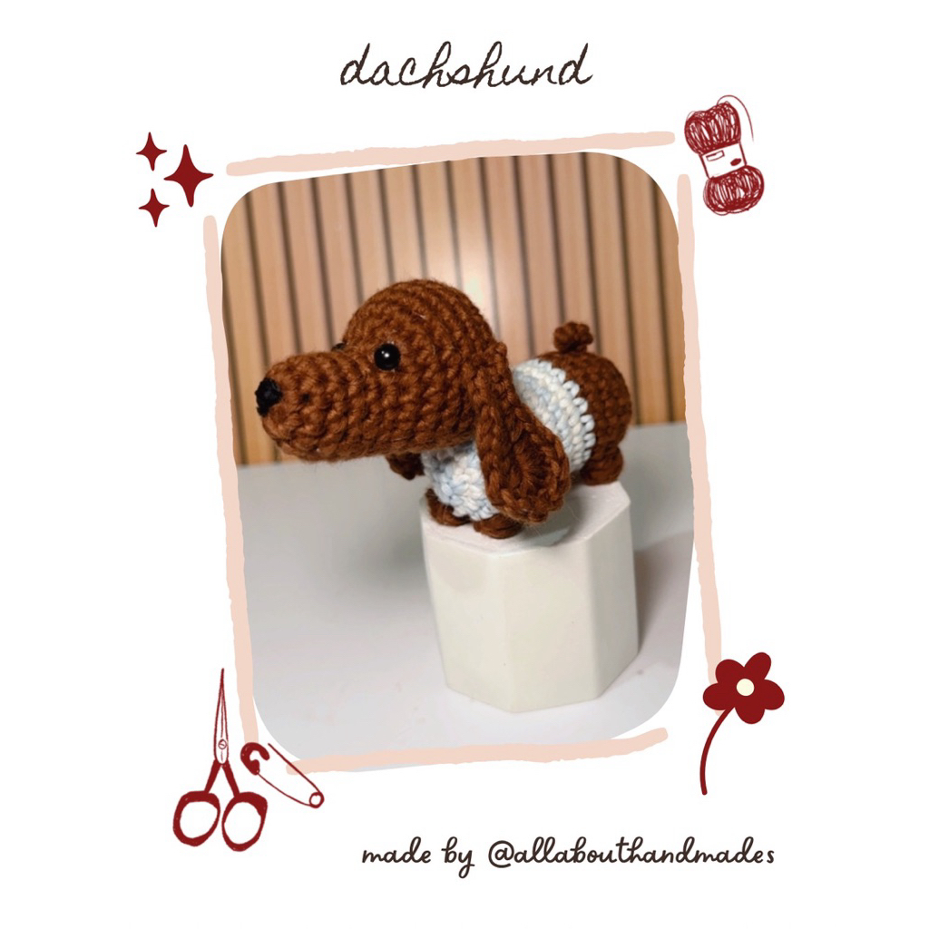 (ready stock) boneka rajut doggy, boneka rajut anjing, custom boneka rajut, custom boneka doggy, dac