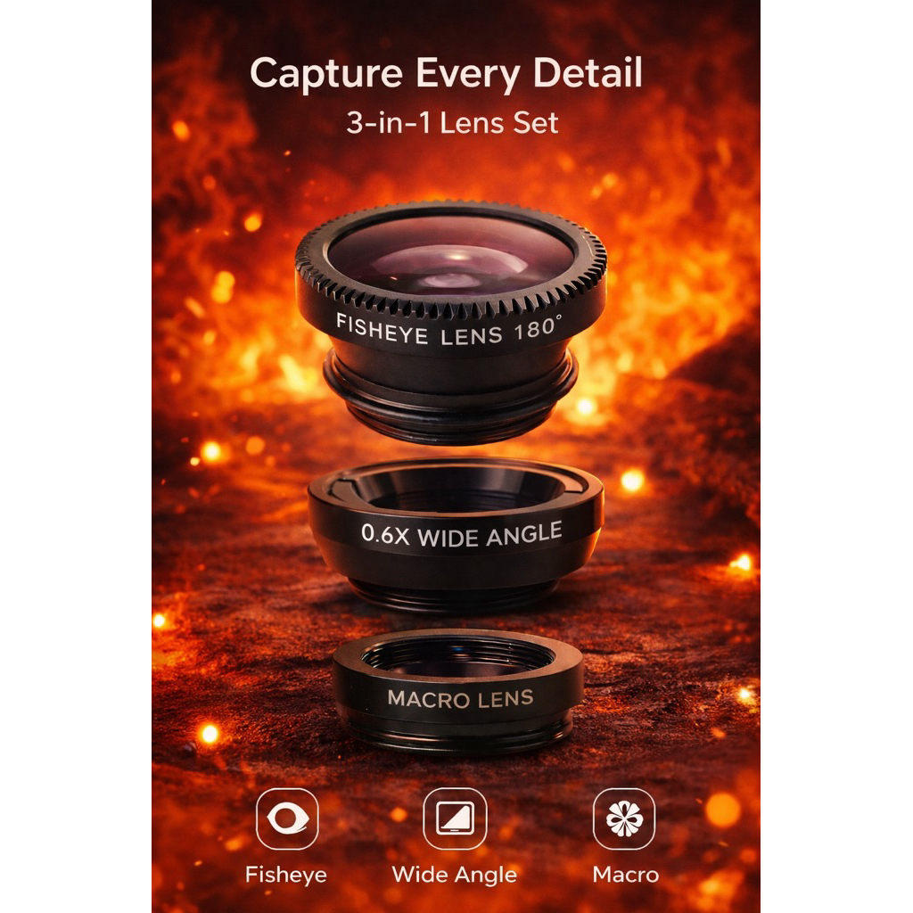 FISH EYE LENS APEXEL KAMERA & WIDE 0,6X MACRO