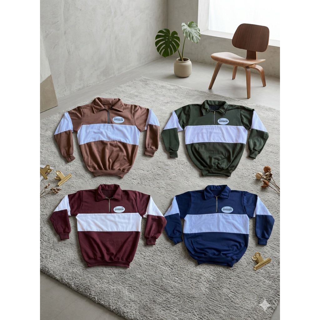 SWEATER HALFZIP RUGBY DVSN PRIA WANITA PREMIUM