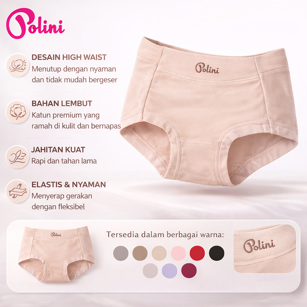 POLINI Celana Dalam Wanita Cd Undies Polos Bahan Premium 1260