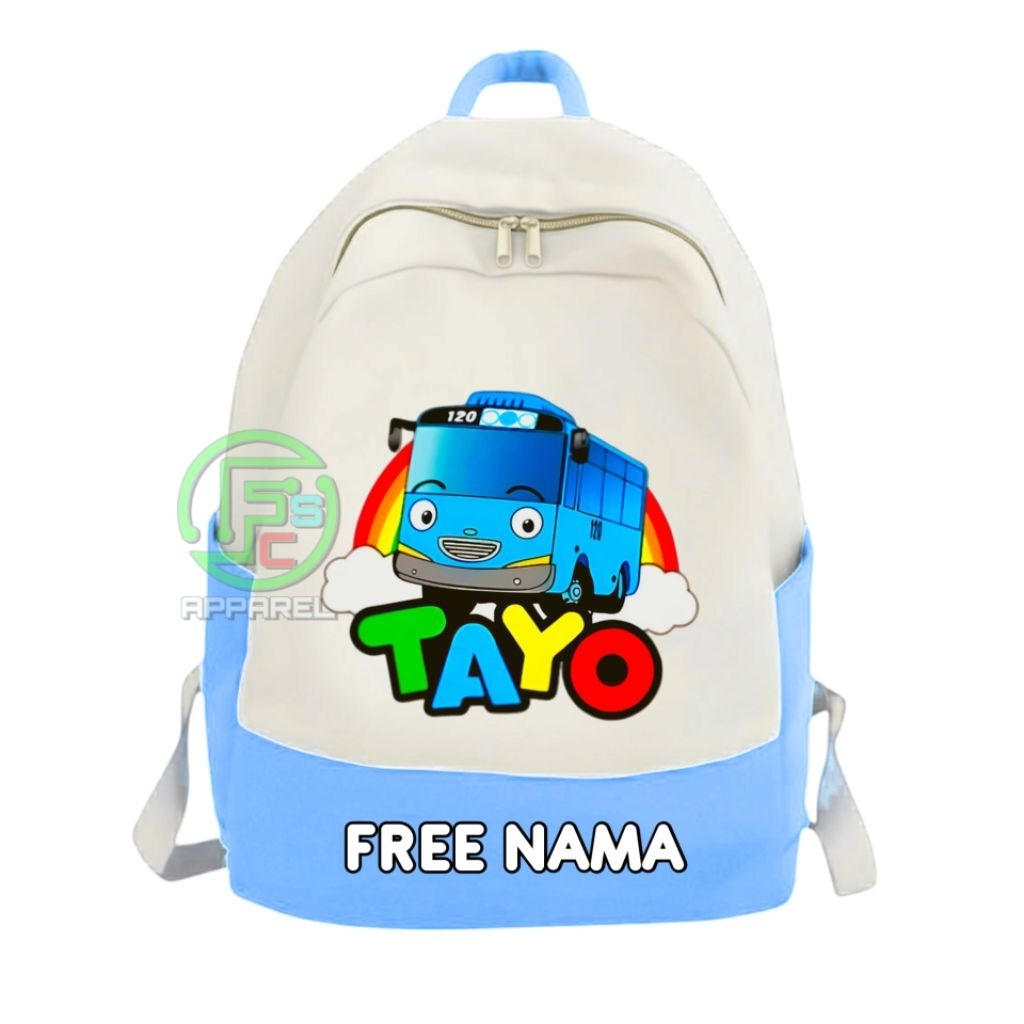 Tas Ransel Anak Sablon Motif Gambar Tayo Unisex Fashion Populer Anak Laki Laki Dan Perempuan Cocok U