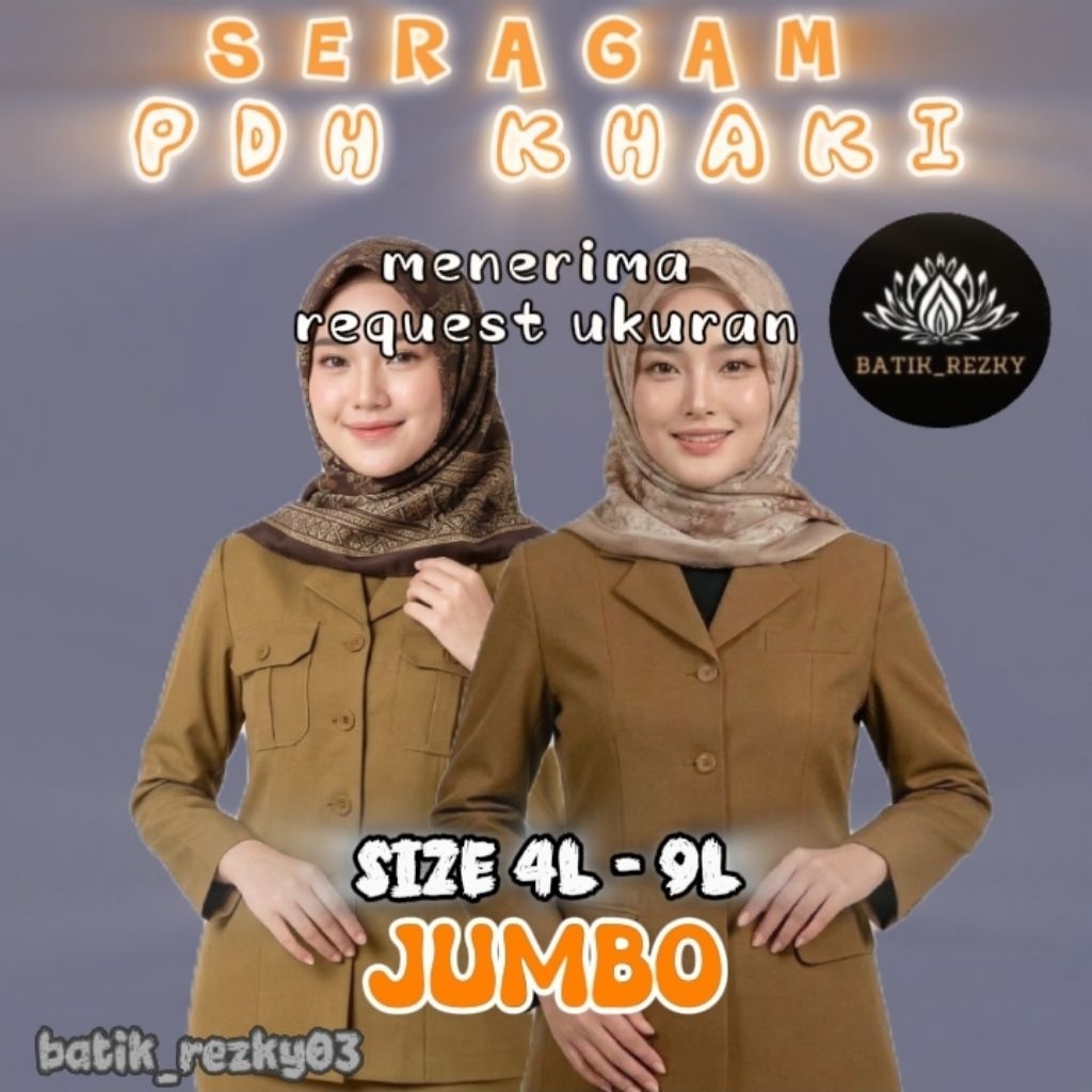 SERAGAM KHAKI WANITA JUMBO| SERAGAM PEMDA WANITA JUMBO | SERAGAM PNS WANITA JUMBO| SERAGAM DINAS WAN