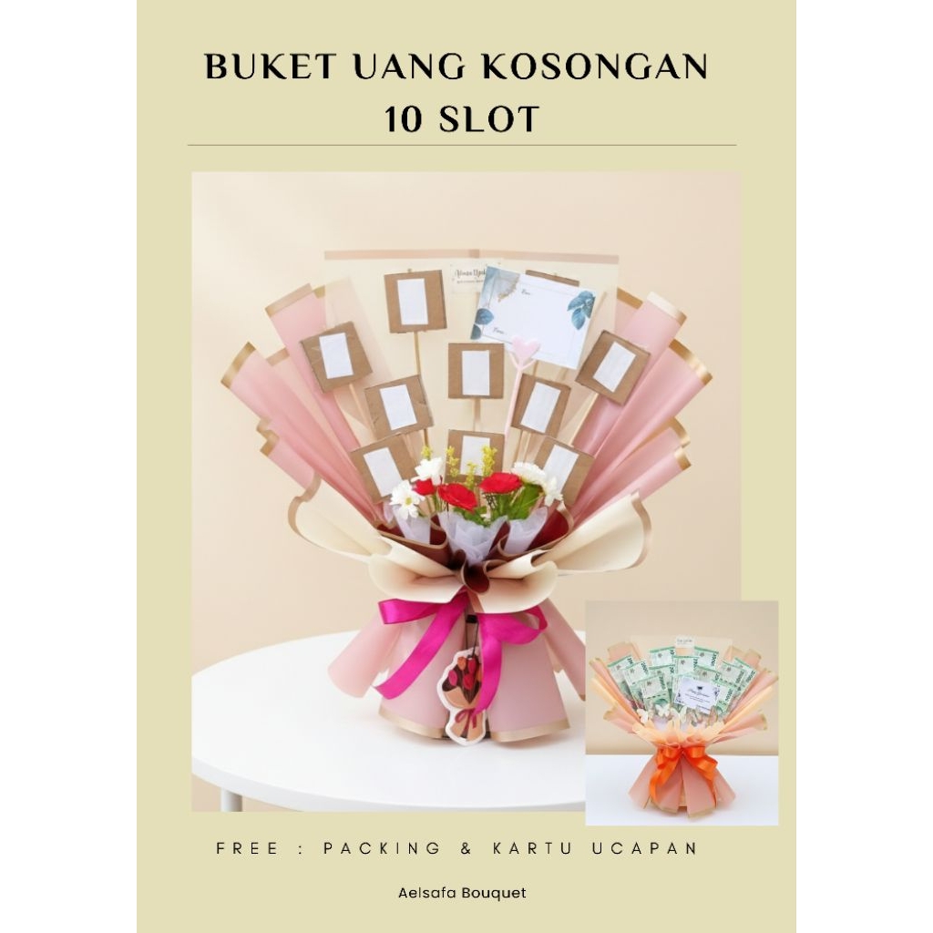 Aelsafa Bouquet Medium - Buket Kosongan 10 slot untuk Foto/ Snack free kartu ucapan dan packing kard
